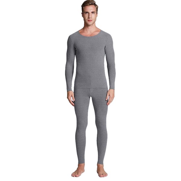 Thermal för män plysch sömlösa höstkläder (grå)