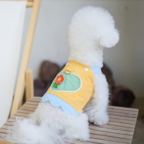 Hundklänning väst sele med koppel set, broderad tyg lapp