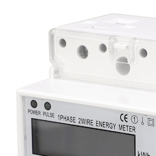 Energimätare 1-fas 2-trådig 4P Digital LCD Kwh Wattmeter Strömförbrukning 35mm DIN-skena Montering AC220V