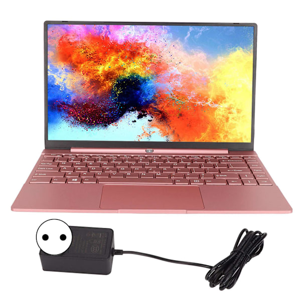 14in Ultratunn Laptop 8G RAM 128GB SSD Quad Core IPS HD-Skärm 1920x1080 WIFI Bakgrundsbelyst Tangentbord Rosa Laptops 100‑240V EU-Kontakt
