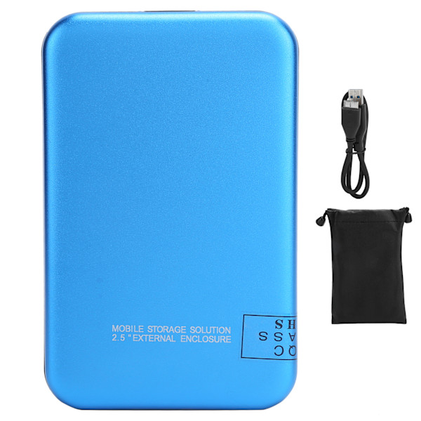 2,5-tums Mobil Extern Hårddisk USB3.0 Portabel HDD Blå med Adapterkabel för Stationär Dator Laptop2T