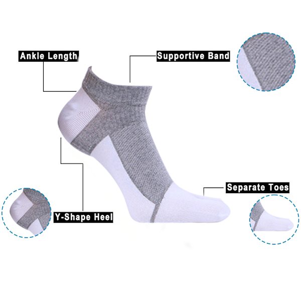 4 par bomullssockor Femfingersockor Herrstrumpor
