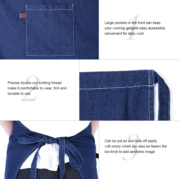 Halvstor kort denim midje förkläde kök restaurang kaffe