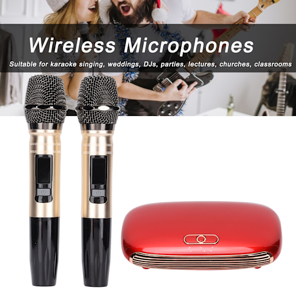 K8 Trådlöst Karaoke Mixer System Set Bluetooth Mikrofon Box Hemmikrofon Media Maskin för Hemmet 100‑240VUS Kontakt Röd