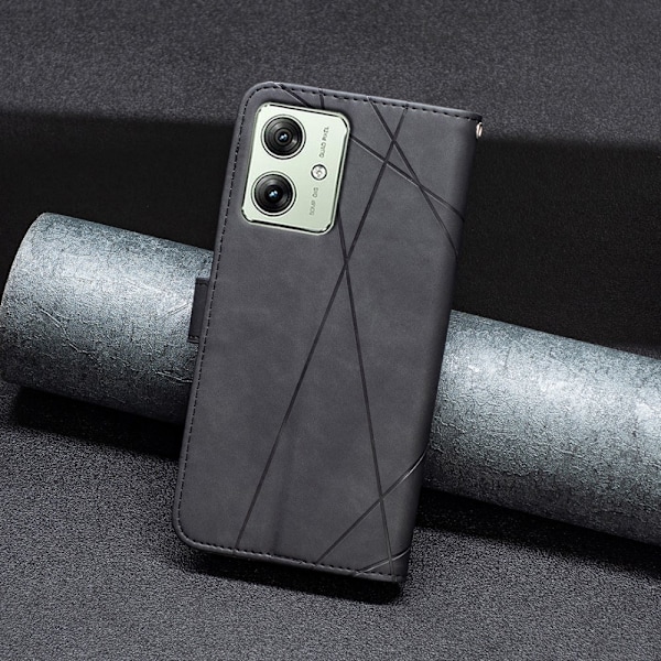 Motorola Moto G54 5G BINFEN COLOR Embossed Plånboksfodral - Svar Svart