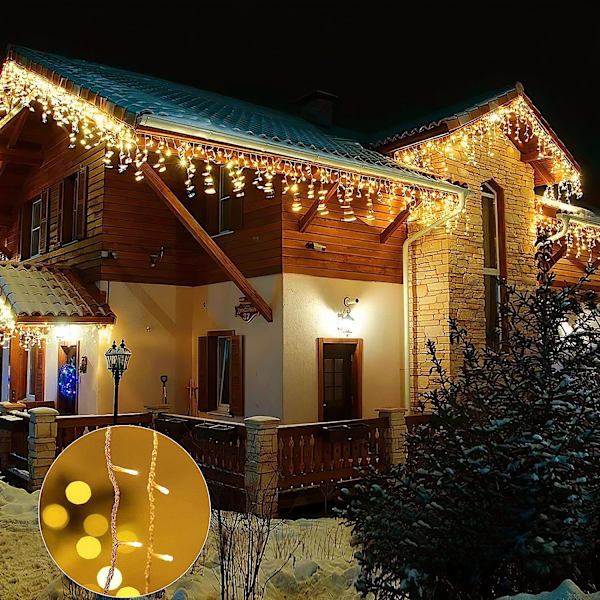 32.8ft 400 LED Icicle String Lights, 8 Modes Waterproof Icicle