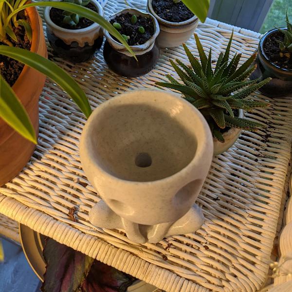 Luminous Face Planter Pot Head Blomkruka Söta Harts Succulent