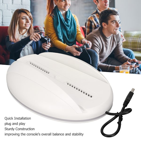 LED Vertikalt Ställ Stilren Plug and Play Konsoldockningsstation med 3 USB2.0-portar Färgglatt Ljus för PS5-konsoler Vit