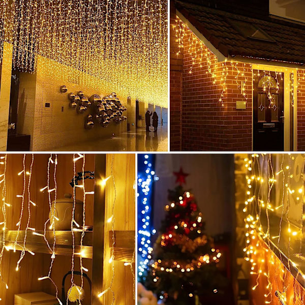 32.8ft 400 LED Icicle String Lights, 8 Modes Waterproof Icicle
