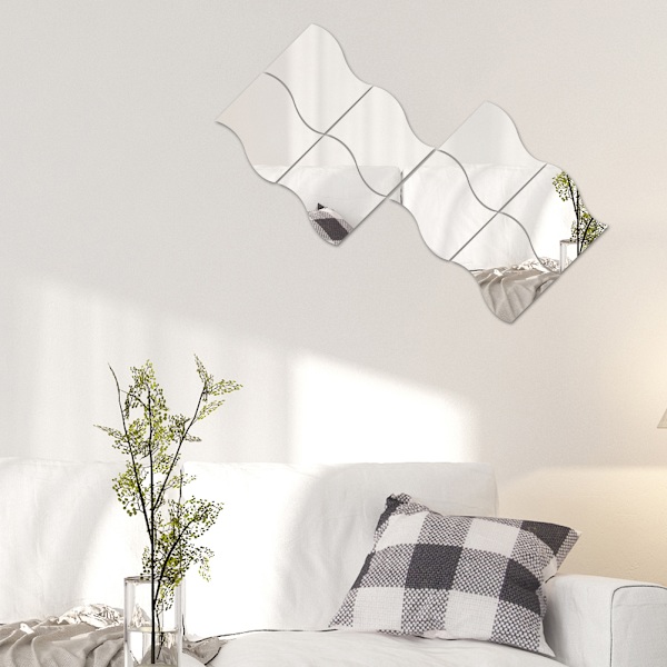 6PCS 3D Vågspegel Väggklistermärke Självhäftande Heminredning