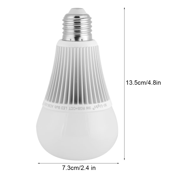 Milight 2.4G Trådlös E27 9W RGB+CCT Smart LED-lampa Dimbar Fjärrkontroll