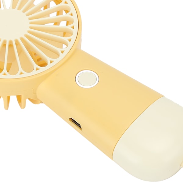 Handhållen USB Mini Fläkt 3 Hastigheter Uppladdningsbar Bärbar Luftkylare med LED-Lampa för Hemmet Utomhus Gul