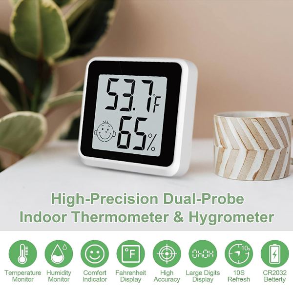 4-pack inomhus hygrometer fuktighetsmätare, rums termometer för