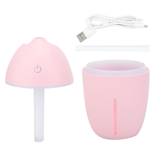 Mini Portabel USB Luftfuktare med Färgglatt Nattljus Tillbehör för Bil Kontor Rosa