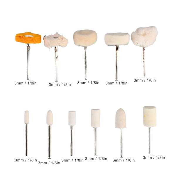 50 st Polerhuvud 3mm Spindel Buffing Hjul Mini Borste Tillbehör Set Kit för DIY
