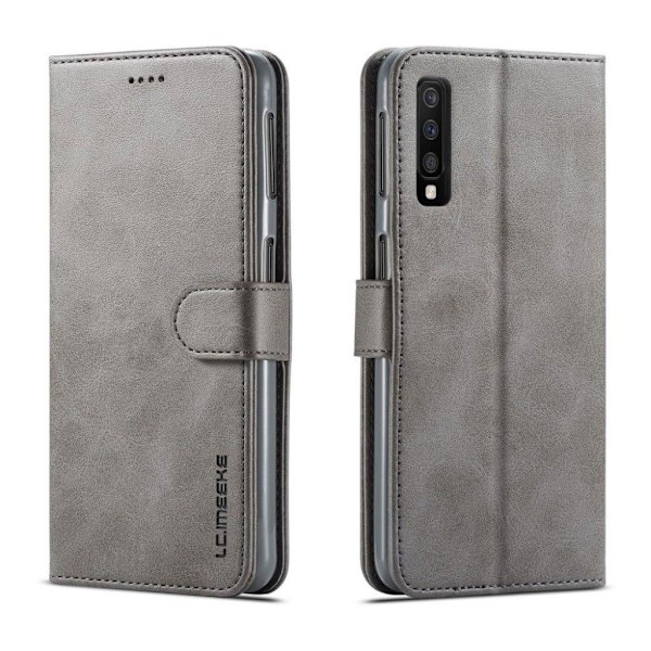 LC.Imeeke läder Samsung Galaxy A7 (2018) fodral - Silver/Grå Silvergrå
