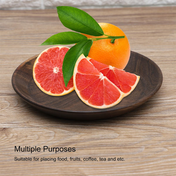 Solid Dark Color Wood Fruit Tray Round Food Serving Tray Tea