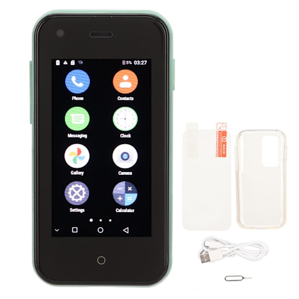 D18 Mini Telefon 2,5 Tum 3G-nätverk 1GB RAM 8GB ROM Ultra Liten En Del för Android Smartphone Grön
