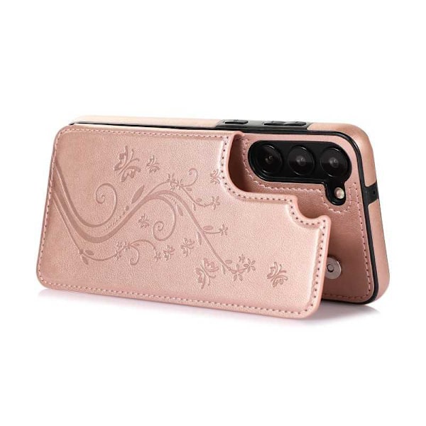 Samsung S23 FE Stöttåligt Skal Korthållare 3-FACK Flippr V2 - Rosegold