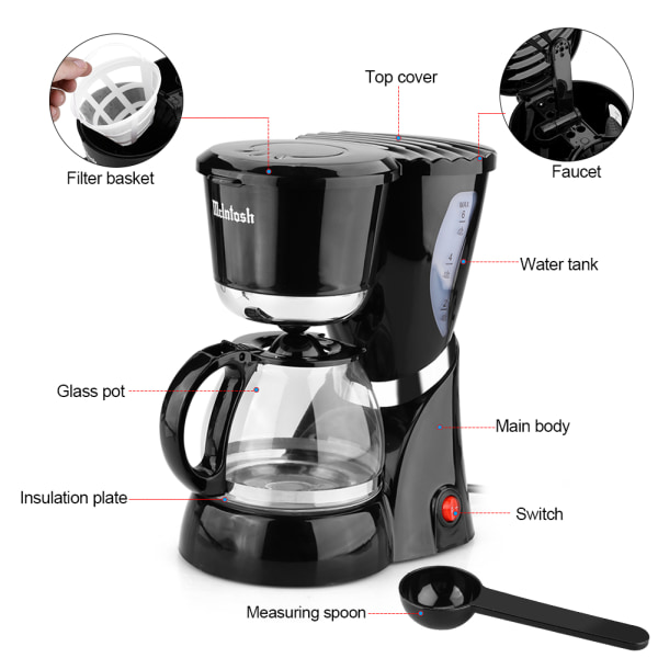 220V Elektrisk Kaffebryggare Maskin Hushåll Helt Automatisk