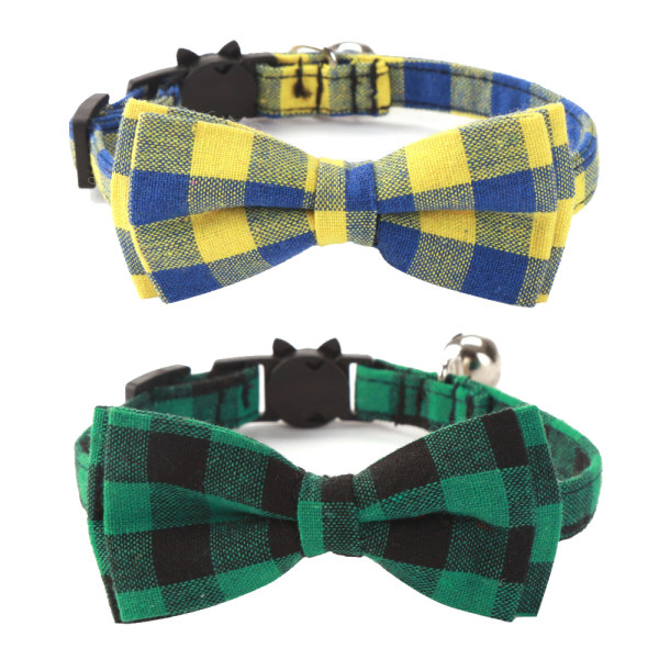 2 Pack Cat Collars with Bow Tie and Bell,Personalized Breakaway