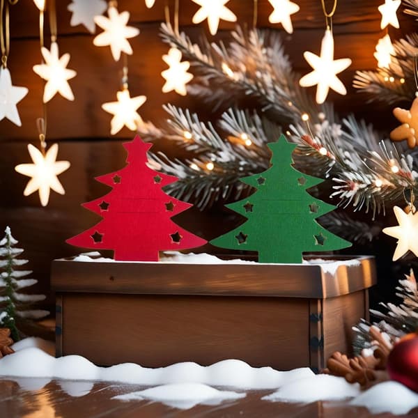 12 st bestickset med julgransmotiv, röd grön