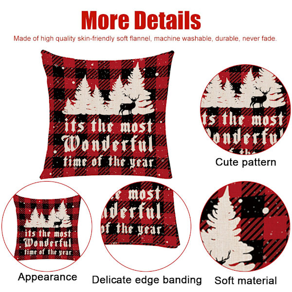 4pcs Christmas pillow case, linen super soft cushion