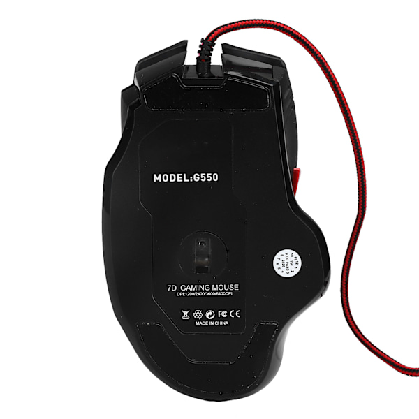 Gamingmus USB Kabelansluten 8 Knappar 4-Stegs DPI Justerbar med Andningsljus Dator Enhet G550 Crackle