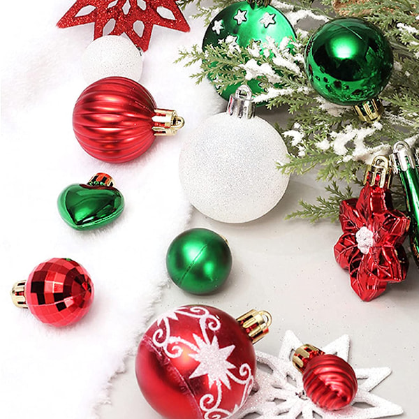58pcs Christmas Tree Hanging Ornament Set Colorful Shatterproof