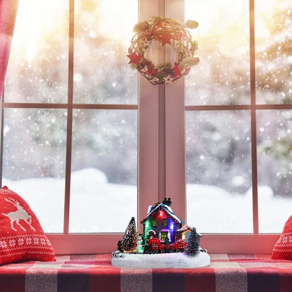LED Jul Mini Snöhus Lysande Bylåda Bordsdekoration