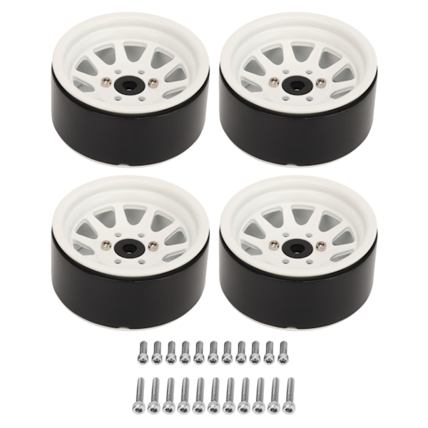 4 st RC Fälguppsättning Zinklegering Stål Universal 1,9 Tum 10 Fälgar RC Crawler Bil Hjulnav för Axial SCX10 II III Vit