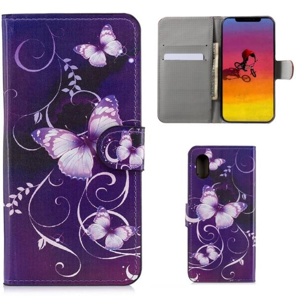 Plånboksfodral Apple iPhone XS Max - Lila med Fjärilar