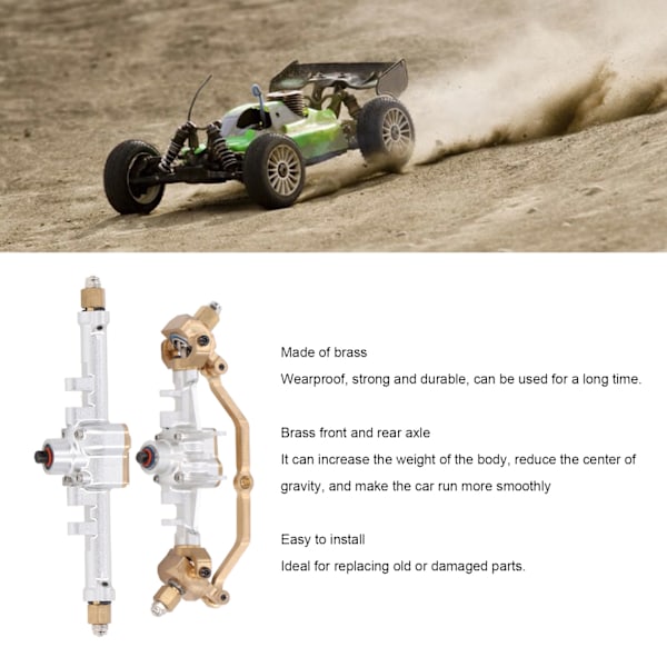 RC Främre Bakre Axelset Aluminiumlegering och Mässing Lättvikt Hög Precision RC Bilaxlar Ersättning för Traxxas TRX4M 1/18 RC Bil Silver