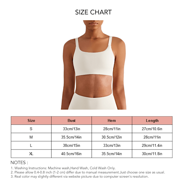 Sport-BH Hudvänlig Andningsbar Nylon Fyrkantig Hals Löpning Yoga Tank Top för Kvinnor Ljus Elfenben M