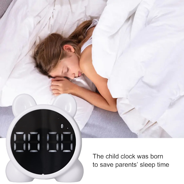 P1 Bluetooth Högtalare Väckarklocka Uppladdningsbara Digitala Väckarklockor med Bluetooth Högtalare för Barn Sovrum Kontor Vit