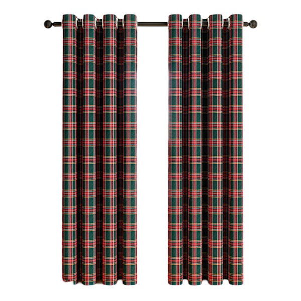 Rutiga Gardiner Skotskrutig Tartan Randig Jul Dekorativ Fönstergardin Panel Ljusfiltrerande Bondgård Metallöljetter Draperier för Kök Vardagsrum 132*160cm