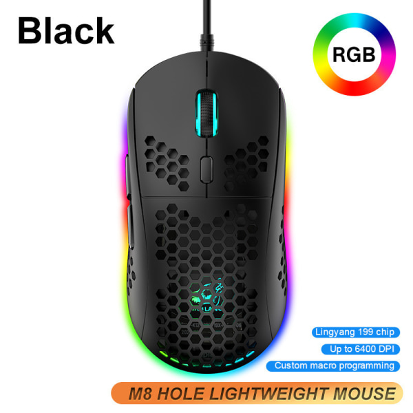 Spelmus, Honeycomb Hollow Design Ergonomisk Wired Mouse