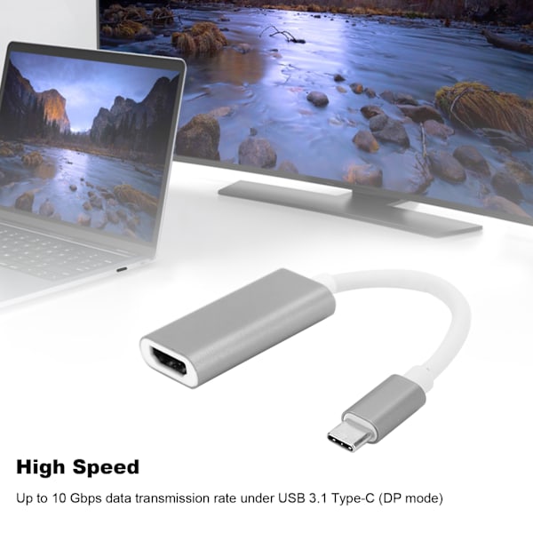 USB 3.1 Typ C Adapter Typ C till HDMI TV Videokonverterare för PC Laptop Dator Mobiltelefon Silvergrå