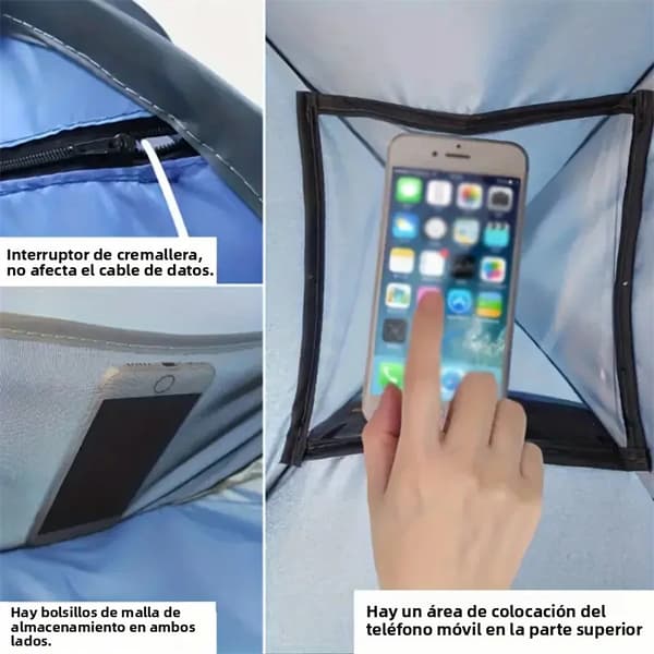 Mini strandtält med huvudkudde, UV-paraply, bärbart