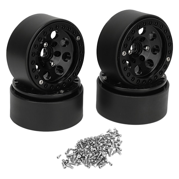4 st RC Fälg 1,9 tum Aluminiumlegering Stabil RC Bil Hjulnav för Axial SCX10 II III Svart