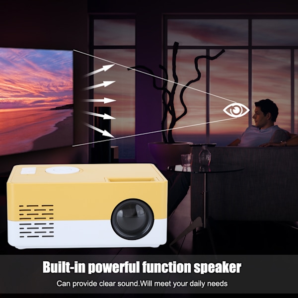 1080p Full High Definition LED Mini Projektor Smart Hemmabio Gul Vit 100‑240VUS Kontakt