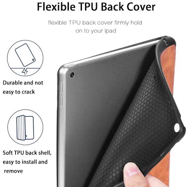 DG.MING Retro Style fodral till iPad 10.2 (2019-2021), brun brun