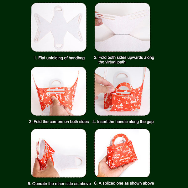 4Pcs Christmas Reusable Gift Bags, Xmas Tote Bags with Handles,