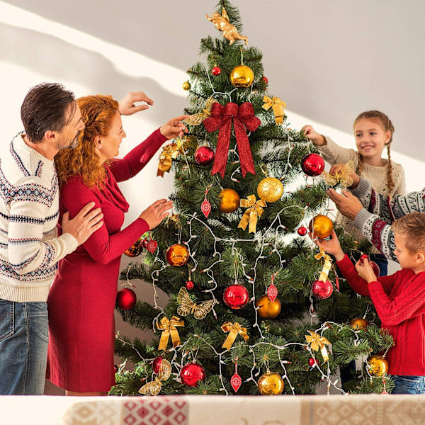 Packung mit 9 Weihnachtsbändern, Glitzer-Weihnachtsschleifen,