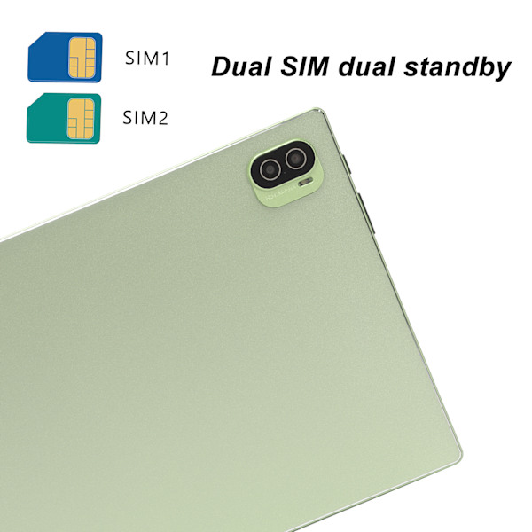 10-tums Tablet för Android 12 2.4G 5G WiFi 6GB 128GB Främre 800W Bakre 2000W 1920x1200 HD Octa Core 4G Samtalstablet 100‑240V Grön EU-kontakt