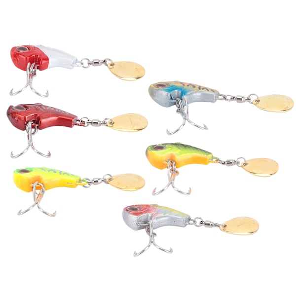 Realistiska fiskedrag, verklighetstrogen design, rostfritt stål, kopparplåt, spinnarblad, kompakt kropp för bättre kastlängd, pålitlig