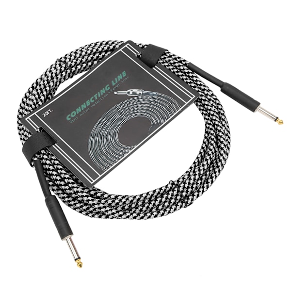 Musikinstrumentkabel Flätad Skärmning Ljudförlängningssladd med Nickelpläterad Kontakt 6 Meter (Vit)