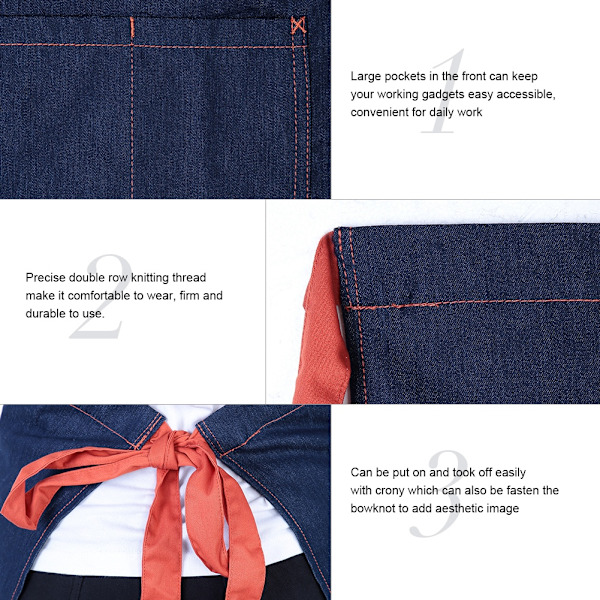 Halvstor kort denim midje förkläde kök restaurang kaffe