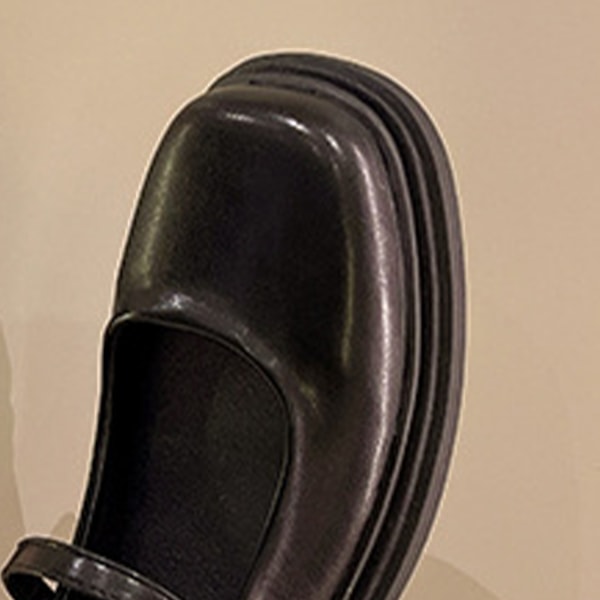 Dam Uniformsskor Bekväma Mjuka Sula Dam PU Läder Platforms Skor för Våren Svart 38