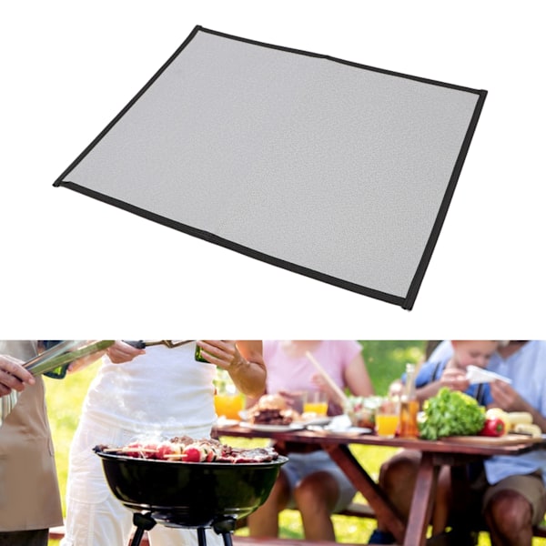Brandsäker Grillmatta Glasfiberduk Värmebeständig Vikbar Fyrkantig Eldstad Matta för Uteplatser Trädgårdar Grå S 46x35cm/18.11x13.78in